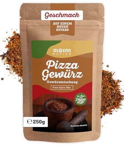 Pizzagewürz Monte Nativo (250g) - Aromatische Pizzagewürzmischung - Pasta Gewürz - Schonend getrocknete und aromatische Gewürze ideal zum Kochen und Würzen - Intesives Aroma und Geschmack von Monte Nativo