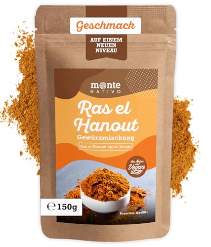 Ras el Hanout (150g) -Schonend getrocknete Ras el Hanout Gewürzmischung - Aromatische und leckere orientalische Gewürze ideal zum Kochen von Monte Nativo