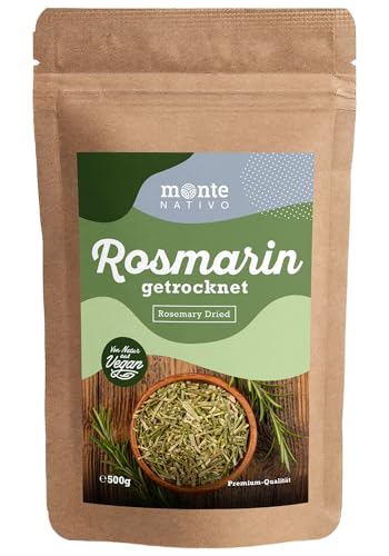 Rosmarin gertocknet Monte Nativo (500g) - Ideal für Rosmarin Tee - Rosemary - Schonend getrocknete und aromatische Gewürze ideal zum Kochen und Würzen - Intesives Aroma und Geschmack von Monte Nativo