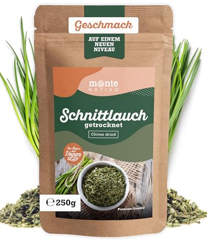 Schnittlauch getrocknet Monte Nativo (250g) - Chives - Aromatischer Schnittlauch - Schonend getrocknete und aromatische Gewürze ideal zum Kochen und Würzen - Intesiver Geschmack von Monte Nativo