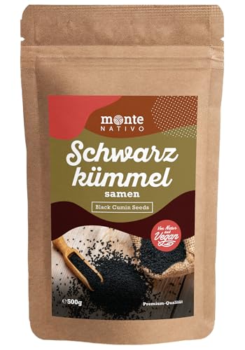 Schwarzkümmel Samen Monte Nativo (500g) - Schwarzkümmelsamen getrocknet - Nigella Sativa - Schonend getrocknete und aromatische Gewürze ideal zum Kochen und Würzen - Intesives Aroma und Geschmack von Monte Nativo