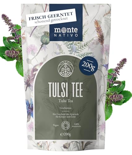 Tulsi Tee Monte Nativo (200g) - Holy Basil schonend getrocknet - 100% natürlich und ohne Zusatzstoffe - Aromatischer Kräutertee für einen köstlichen Aufguss von Monte Nativo