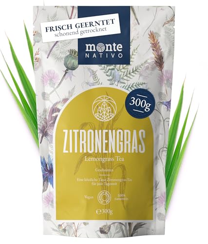 Zitronengras Tee Monte Nativo (300 g) - Zitronengras getrocknet zur jeder Zeit - 100% rein und natürlich Zitronengras Tee - als Kräutertee oder als Tee Geschenk - Früchtetee von Monte Nativo