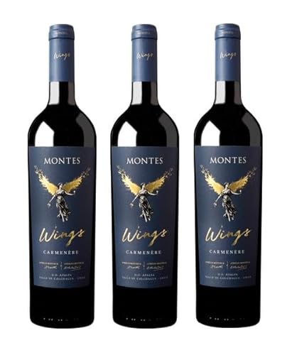 3x 0,75l - 2020er - Montes - Wings - Carménère - Apalta D.O. - Chile - Rotwein trocken von Montes Wines