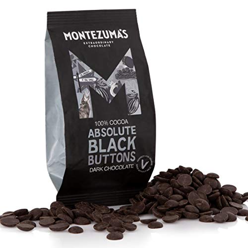 Montezuma's Absolute Black 100% Kakao Dunkle Schokolade Knöpfe, glutenfrei und vegan, 180 g Beutel von Montezuma