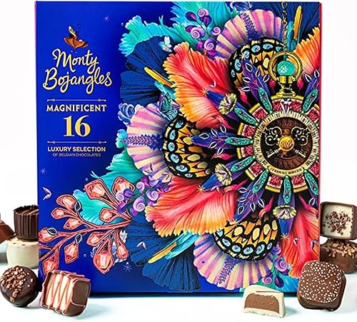 Monty Bojangles Magnificent Truffle Pralinen Geschenkbox mit belgischer Schokolade (16 Pralinen 226 g), 16 verschiedene Schokolade Trüffel, Milch, Weiß, Zartbitter, Karamell von Monty Bojangles