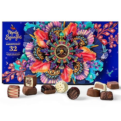 Monty Bojangles Magnificent Truffle Pralinen Geschenkbox mit belgischer Schokolade (32 Pralinen 425 g), 16 verschiedene Schokolade Trüffel, Milch, Weiß, Zartbitter, Karamell von Monty Bojangles