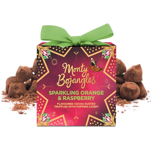 Monty Bojangles Sparkling Orange & Himbeere Kakao Bestäubte Trüffel | Geschenkbox, 100g von Monty Bojangles