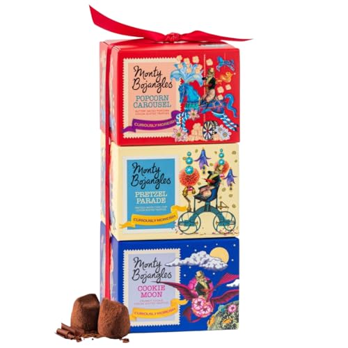 Monty Bojangles Trüffel Pralinen in Kakao, 3 x 100 g Set - 3 Luxus Trüffel Pralinen Geschenk Boxen – Popcorn Carousel, Pretzel Parade, Cookie Moon – Ultimatives Schokolade Geschenk Süß und Salzig von Monty Bojangles