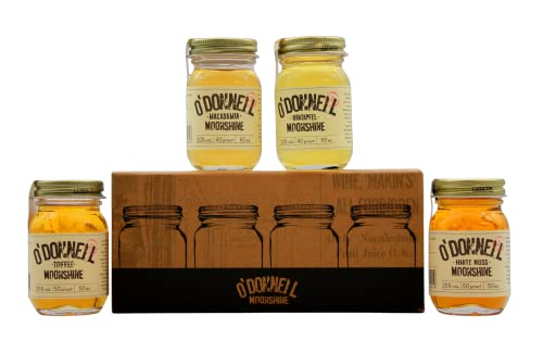 O'Donnell Moonshine Winter-Set Mini Moonshine Harte Nuss, Bratapfel, Toffee und Macadamia a 50ml (4 x 50ml) von Paeceioni