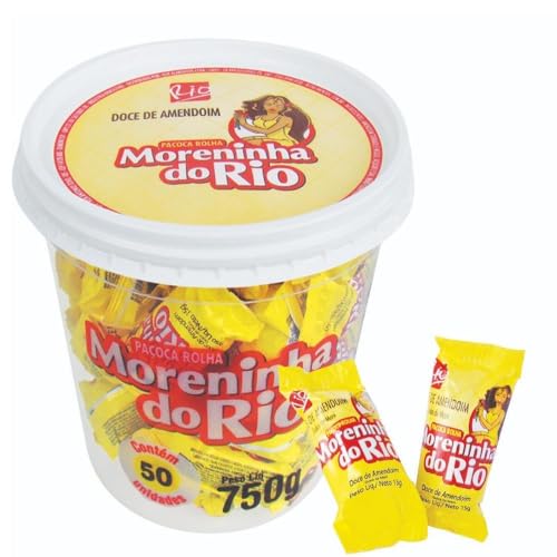 ‎Feiner Erdnuss-Riegel, Plastikdose x 50 Einheiten - Paçoca Rolha Tradicional Moreninha do Rio 750g von Moreninha do Rio