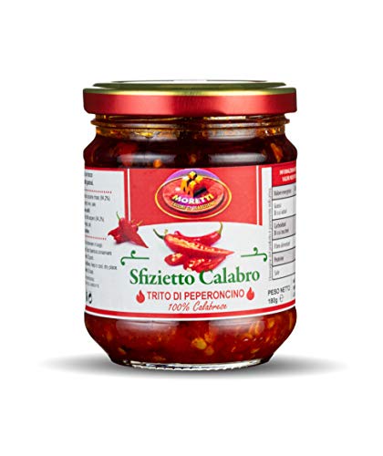 Moretti® Italienische Pepper Hot-Sauce Chilisauce (180g) | Natürlich | Aus Kalabrischem Peperoncino | GVO-Frei | Hergestellt in Kalabrien von Moretti