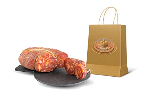 Moretti® handwerklich gewürzte Soppressata | Traditionelle Salami | Hergestellt in Kalabrien (Scharf 1 Packung 350gr) von Moretti