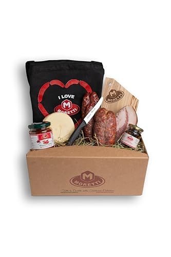 Moretti® Handgemachter Geschenkkorb mit Wurstwaren und Käse – Perfekt für Weihnachtsgeschenke 2024, Sommerpicknicks und Aperitifs – Beinhaltet Geschenke (GOURMET-GESCHENKKORB) von Moretti