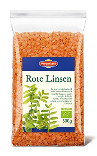 MorgenLand Bio Rote Linsen, 2er Pack (2 x 500 g) von MorgenLand