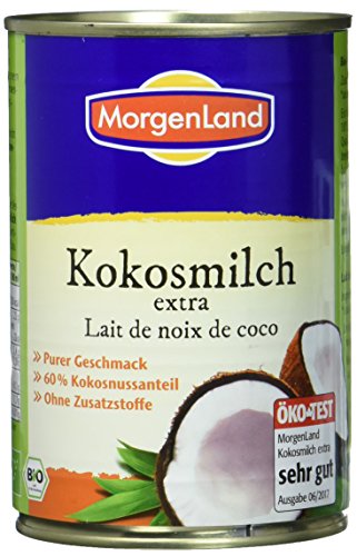 Morgenland Kokosmilch 22% Fett = 60% Kokosnussanteil 400ml Bio Kokos, 3er Pack (3 x 400 g) von Morgenland