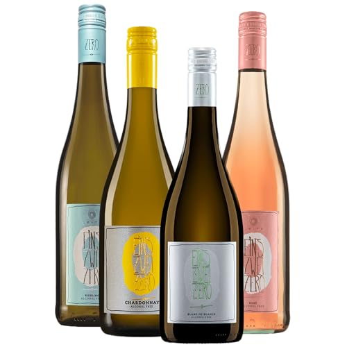 4er Probierpaket "Weiß & Rosé" von Weingut Leitz | Alkoholfreier Weißwein & Roséwein mit 0,0% Vol inkl. Gratis DropStop von Moritz Drinks