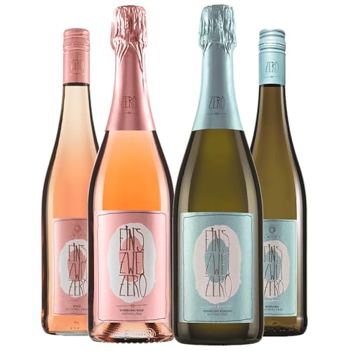 Alkoholfreier Wein von Weingut Leitz (4 x 0,75l) | 2x Sekt, 2x Wein (Rosé, Weißwein) inkl. Gratis DropStop von Moritz Drinks