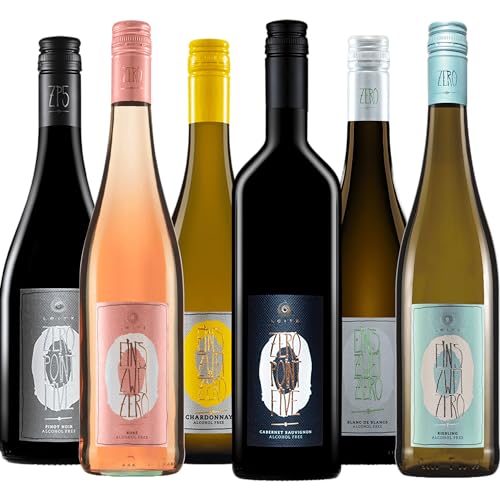 Alkoholfreier Wein von Weingut Leitz | 6er Probierpaket | Rotwein, Weißwein & Rosé entalkoholisiert inkl. Gratis DropStop von Moritz Drinks