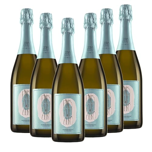 EINS-ZWEI-ZERO Riesling Sparkling (6 x 0,75l) Alkoholfreier Sekt von Weingut Leitz inkl. Gratis Sektverschluss von Moritz Drinks