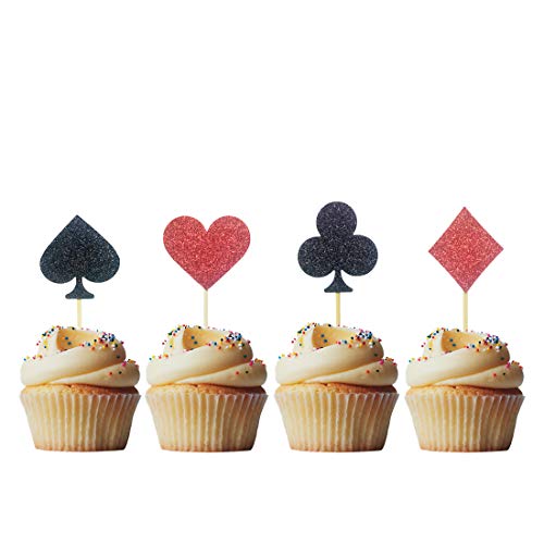 Morndew 24 Stück Casino Night Poker Cupcake Topper für Las Vegas Theme Party Hochzeit Party Geburtstag Party Dekorationen von Morndew