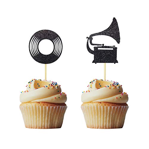 Morndew 24 Stück Musik Cupcake Topper für Musik Party Rock Star Party Geburtstag Party Babyparty Hochzeit Party Dekorationen von Morndew