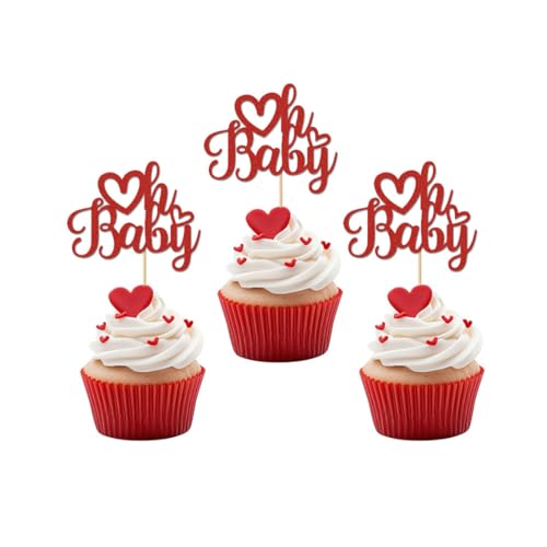 Morndew 24 Stück Oh Baby Jungen Mädchen Gold Glitzer Geburtstag Cupcake Topper für Mädchen von Morndew