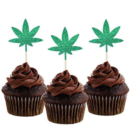 Morndew Cupcake-Dekoration, Marihuana-Blätter, 24 Stück von Morndew