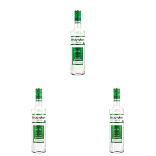 Moskovskaya Premium Vodka 38% vol. (1 x 0,5l) | Kristallklarer Vodka aus reinem Quellwasser (Packung mit 3) von Moskovskaya