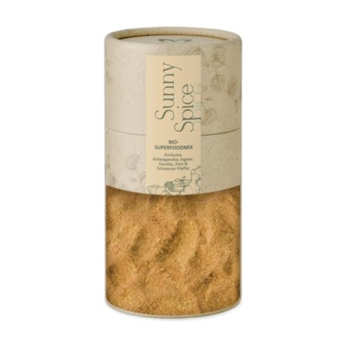 MOTAI NATURALS Bio Superfood Pulver Sunny Spice | Superfood Mix aus Ashwagandha, Ingwer, Zimt, Karotte, Pfeffer, Kurkuma | Smoothiepulver aus 100% natürlichen Zutaten ohne künstliche Zusätze | 200 g von Motai