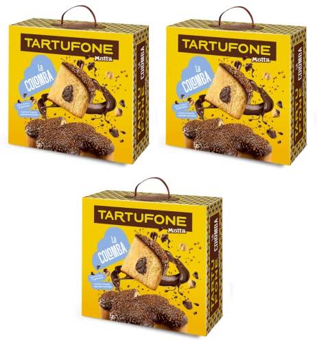 3x Motta Colomba Tartufone Typisches Dessert der Ostertradition Osterkuchen mit Gianduia-Creme und umhüllt von Dunkler Schokolade 650g von Motta