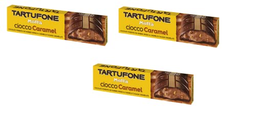 3x Motta Tartufone CioccoCaramel Cioccolato Fondente con ripieno al caramello e scaglie di caramello Dunkle Schokolade mit Karamellfüllung und Karamellflocken 150g von Motta