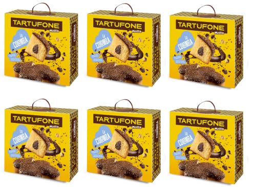 6x Motta Colomba Tartufone Typisches Dessert der Ostertradition Osterkuchen mit Gianduia-Creme und umhüllt von Dunkler Schokolade 650g von Motta