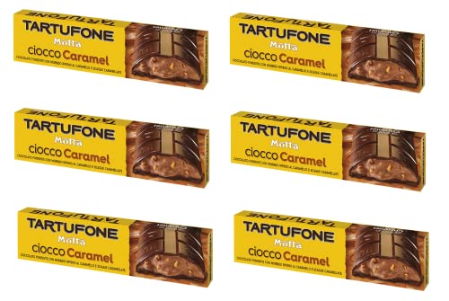 6x Motta Tartufone CioccoCaramel Cioccolato Fondente con ripieno al caramello e scaglie di caramello Dunkle Schokolade mit Karamellfüllung und Karamellflocken 150g von Motta