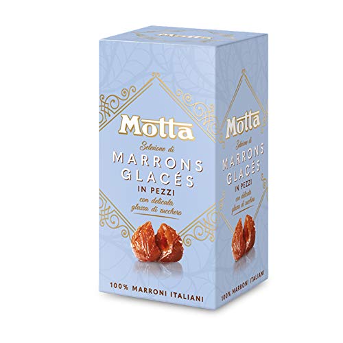 Motta Marrons Glaces Kastanien süßlich mit zarter Zuckerglasur 100% Italian 200g in Stücken im kasten von Motta