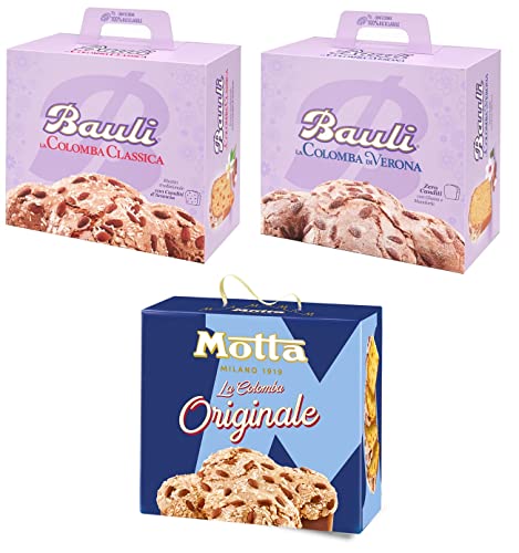 Testpaket Colomba Motta Originale - Bauli Classica - Bauli Verona Typisches Dessert der Ostertradition Osterkuchen 3 x 1Kg von Motta