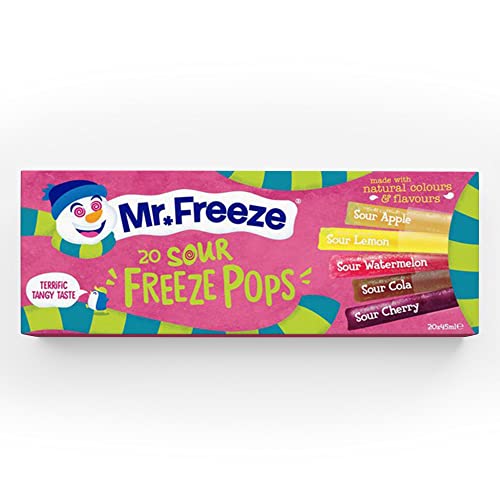 Mr Freeze Sour Ice Pops – sortierte Eis-Lutscher – vegane Freeze Pops, 20 x 45 ml (8er-Pack) von Mr Freeze