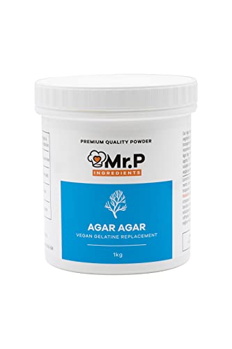 Mr.P Ingredients Agar Agar 1kg Pulver Vegan Gelatine Ersatz Ideal für Gelee Mousse Molekulare Gastronomie Geliermittel Vegan Vegetarisch Halal Koscher Non-GMO (recycelbarer Topf) von Mr.P Ingredients