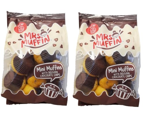 Mrs. Muffin Mini Muffins With Belgian Chocolate Chips Vorteilspackung Muffins Mit Stückchen Echt Belgischer Schokolade 2 x 225g von Mrs. Muffin