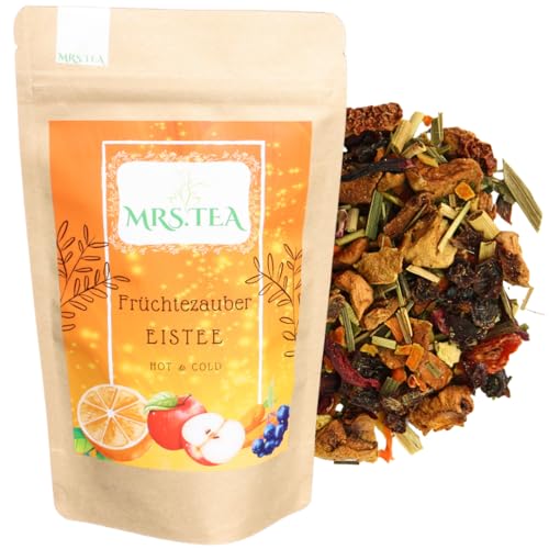 Mrs. Tea Früchtezauber Eistee Hot & Cold, 100 g | Ohne Aromen | Ohne Zuckerzusatz | natürlich fruchtig | Orangen-Zitrusgeschmack | Loser Tee | vegan | laktosefrei | glutenfrei von Mrs. Tea