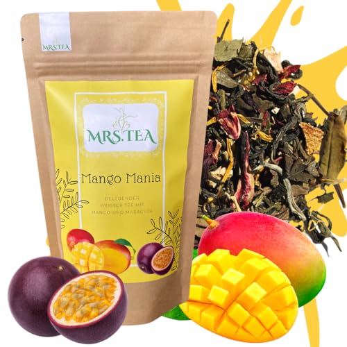 Mrs. Tea Mango Mania 70g | weißer Tee Mango Maracuja | Loser Tee | Exotischer Tee | Eistee geeignet von Mrs. Tea