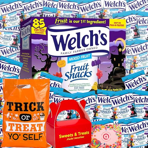 ats Fruit Snack Welch's Gummy Flavor | 85 Fun Size Pouch - 0.5 Ounce Each | Shapes - Ghost Bat Jack-O-Lantern Witches Haunted House | Trick Treat Party Event - Mu von Muchai Innovations