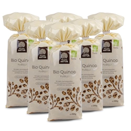 Mudda Natur Bio Quinoa Fusilli, Quinoa aus Deutschland - glutenfrei & frei von Bitterstoffen, in 1.5 Minuten aldente (6x 250g Vorteilspaket) von Mudda Natur