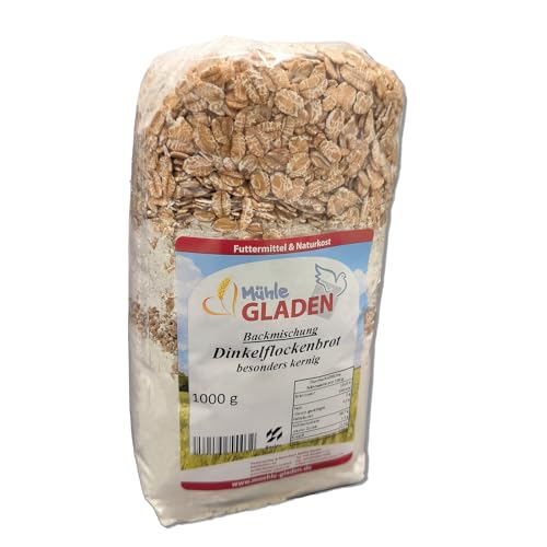 Kerniges Dinkelflockenbrot - Backmischung 1000g - Selbstbacken mit Rezept von Mühle Gladen