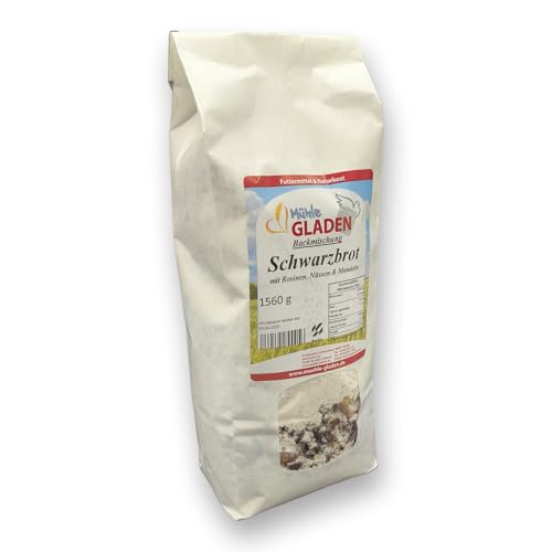 Schwarzbrot mit Nüssen, Mandeln & Rosinen - Backmischung 1560g - Selbstbacken mit Rezept von Mühle Gladen