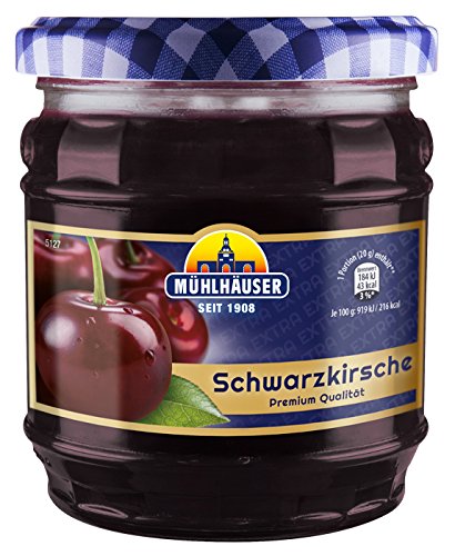 Mühlhäuser Schwarzkirsche Konfitüre Extra, 8er Pack (8 x 450 g) von Mühlhäuser