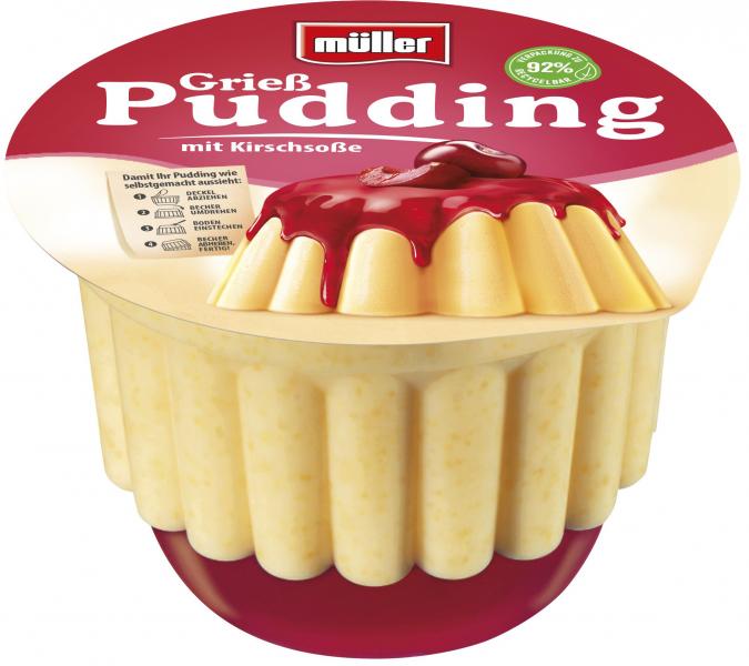 Müller Grieß Pudding mit Kirschsoße von Müller