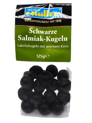 Schwarze Salmiak-Kugeln - Lakritzkugeln mit weichem Kern (1 Tüte) von Müller