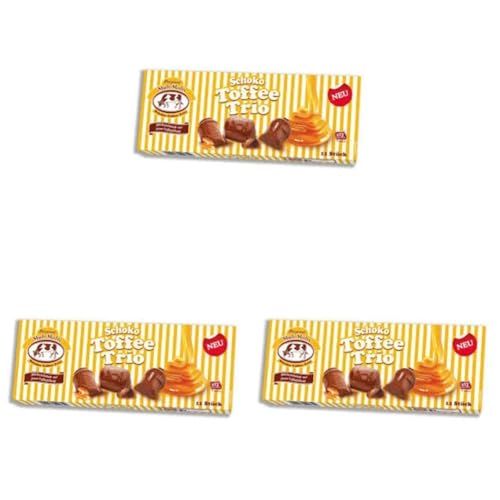 Original Muh‑Muhs Schoko Toffee Trio – Zarte Milchschokolade gefüllt mit feiner Toffeecreme für einen unvergleichlichen Toffeegenuss – UTZ-zeritifizert und frei von Palmöl (1 x 132g) (Packung mit 3) von Muh-Muhs