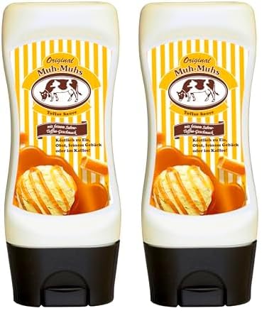 Original Muh‑Muhs Toffee Sauce 150ml – Feiner Sahne-Toffee Geschmack in praktischer Kopfstandflasche – Ideal zum Verfeinern von Desserts, Eis, Gebäck oder Kaffee (1 x 150ml) (Packung mit 2) von Muh-Muhs